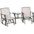 Outsunny Garden Double Glider Rocking Chairs Gliding Love Seat with Middle Table Conversation Set Patio Backyard Relax Outdoor Furniture Beige