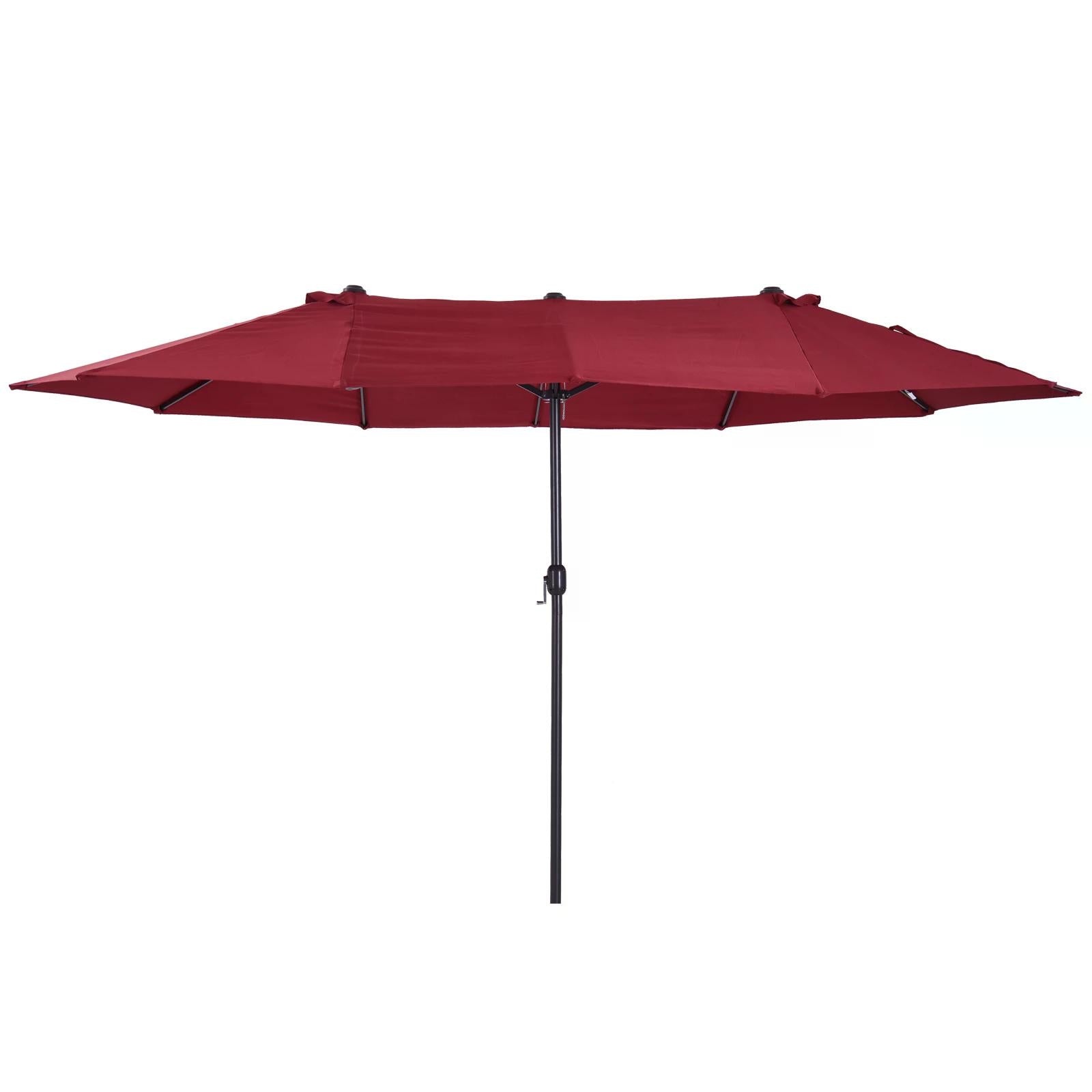 Outsunny 4.6m Double-Sided Patio Parasol Sun Umbrella-Wine Red