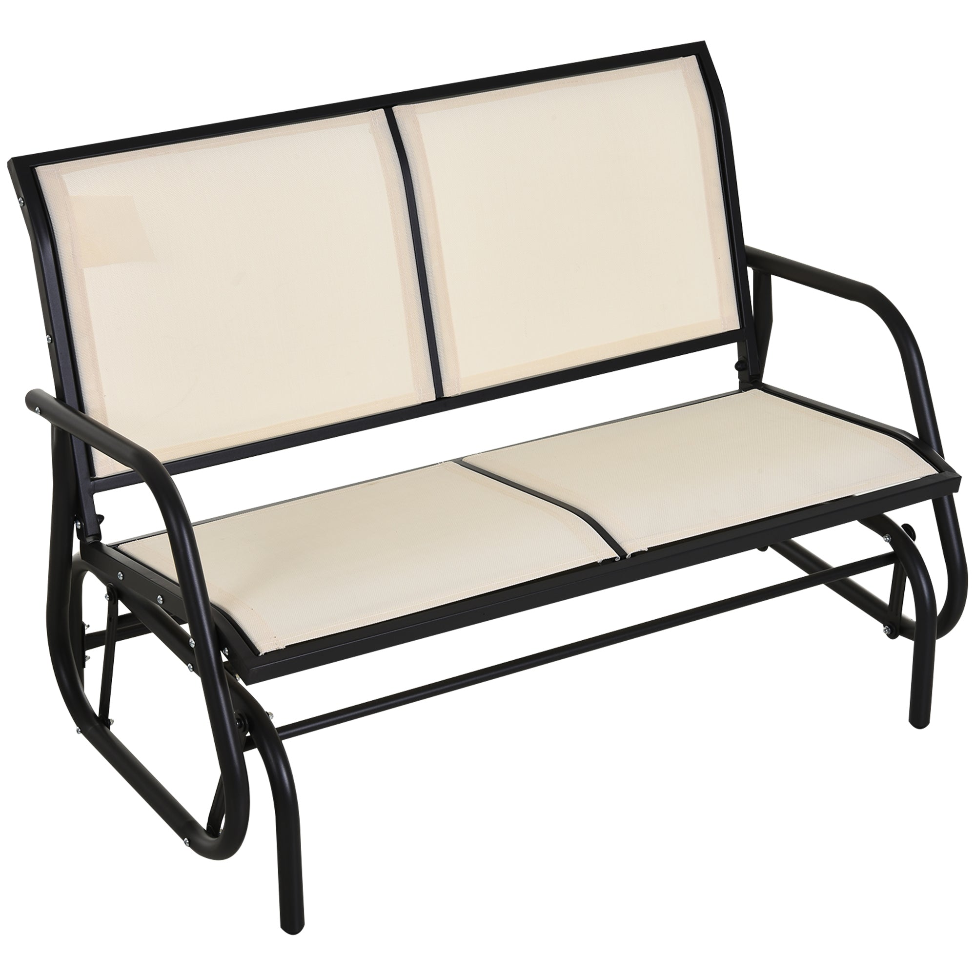 Outsunny Gliding Patio Loveseat: Double Swing Bench for Alfresco Seating, Powder-Coated Steel Frame, Beige