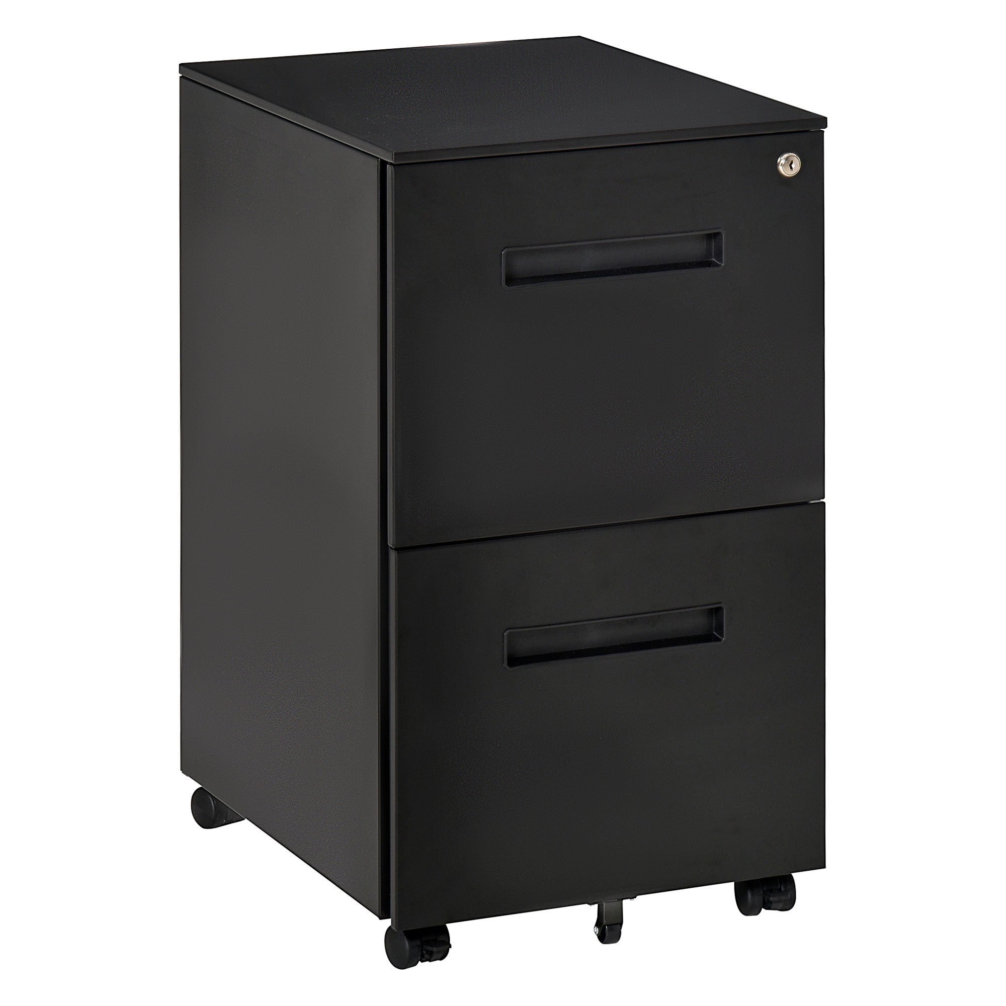 Vinsetto 2-Drawer Mobile File Cabinet for A4 File, Mobile File Cabinet Vertical Organizer Filing Furniture with Adjustable Partition, Black