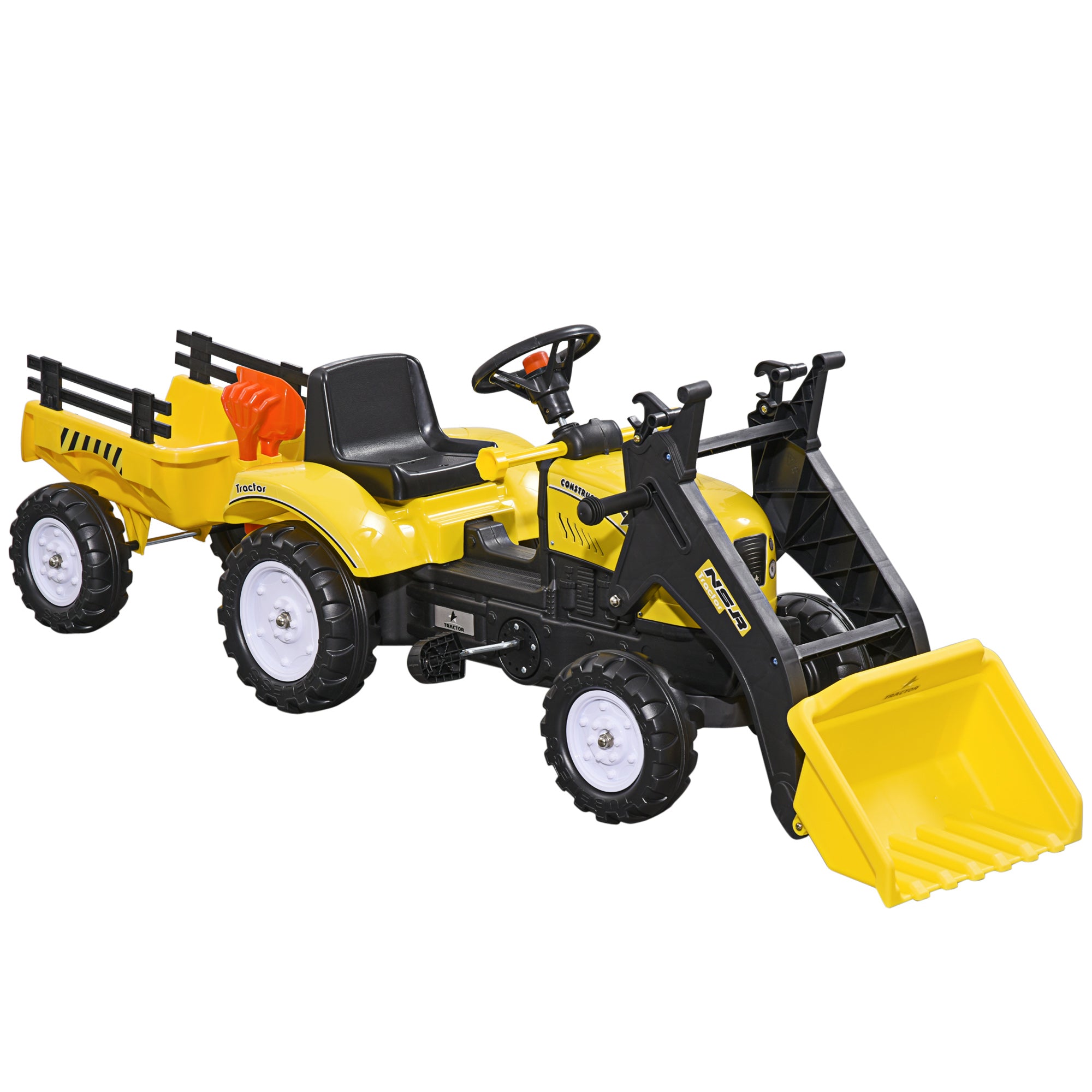 HOMCOM Kids Pedal Go Kart Excavator-Yellow