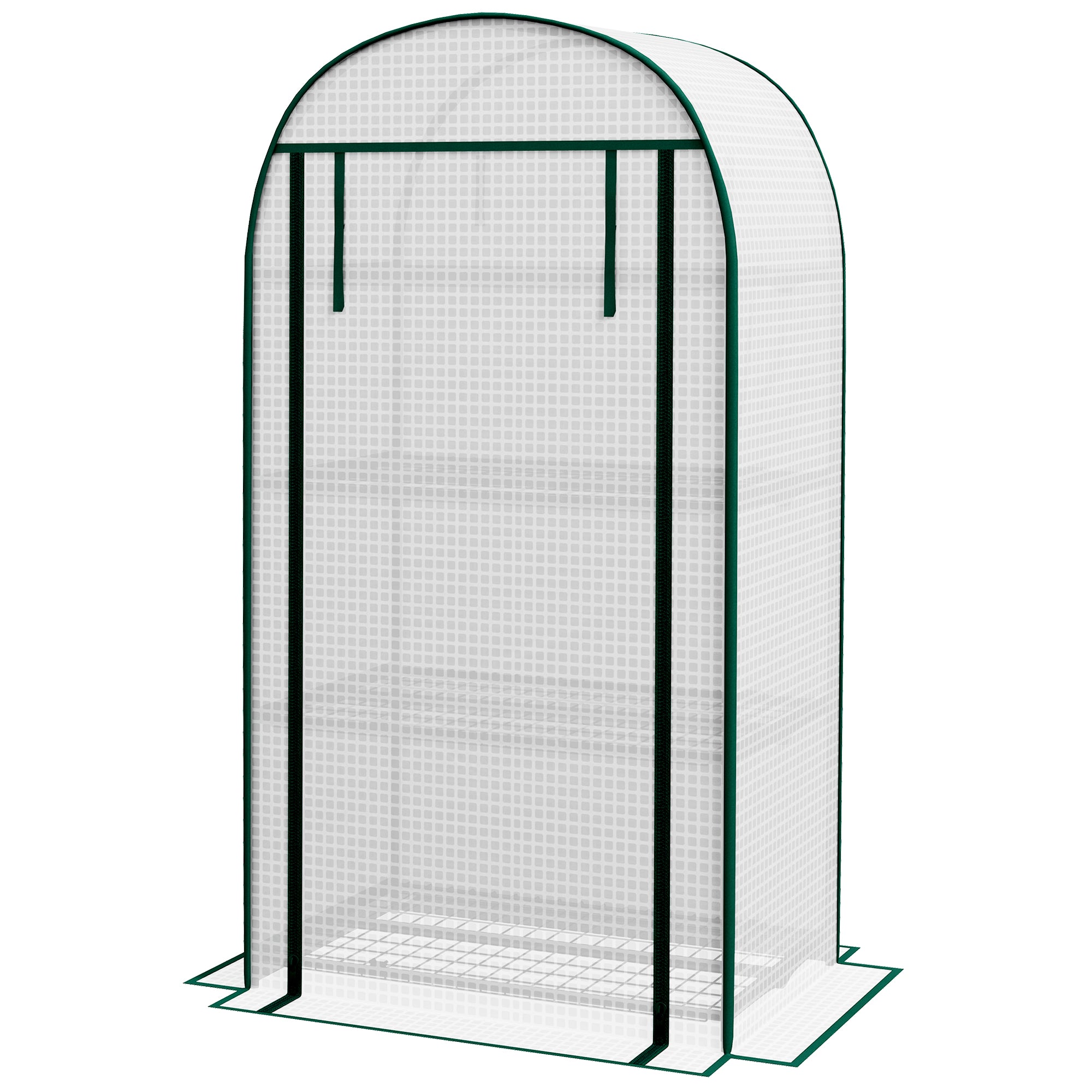 Outsunny 80 x 49 x 160cm Mini Greenhouse for Outdoor, Portable Garden Plant Green House w/ Storage Shelf, Roll-Up Zippered Door, Metal Frame