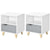 HOMCOM Bedside Table Set of 2, Modern Design, with Shelf and Drawer, Wood Legs, White and Grey