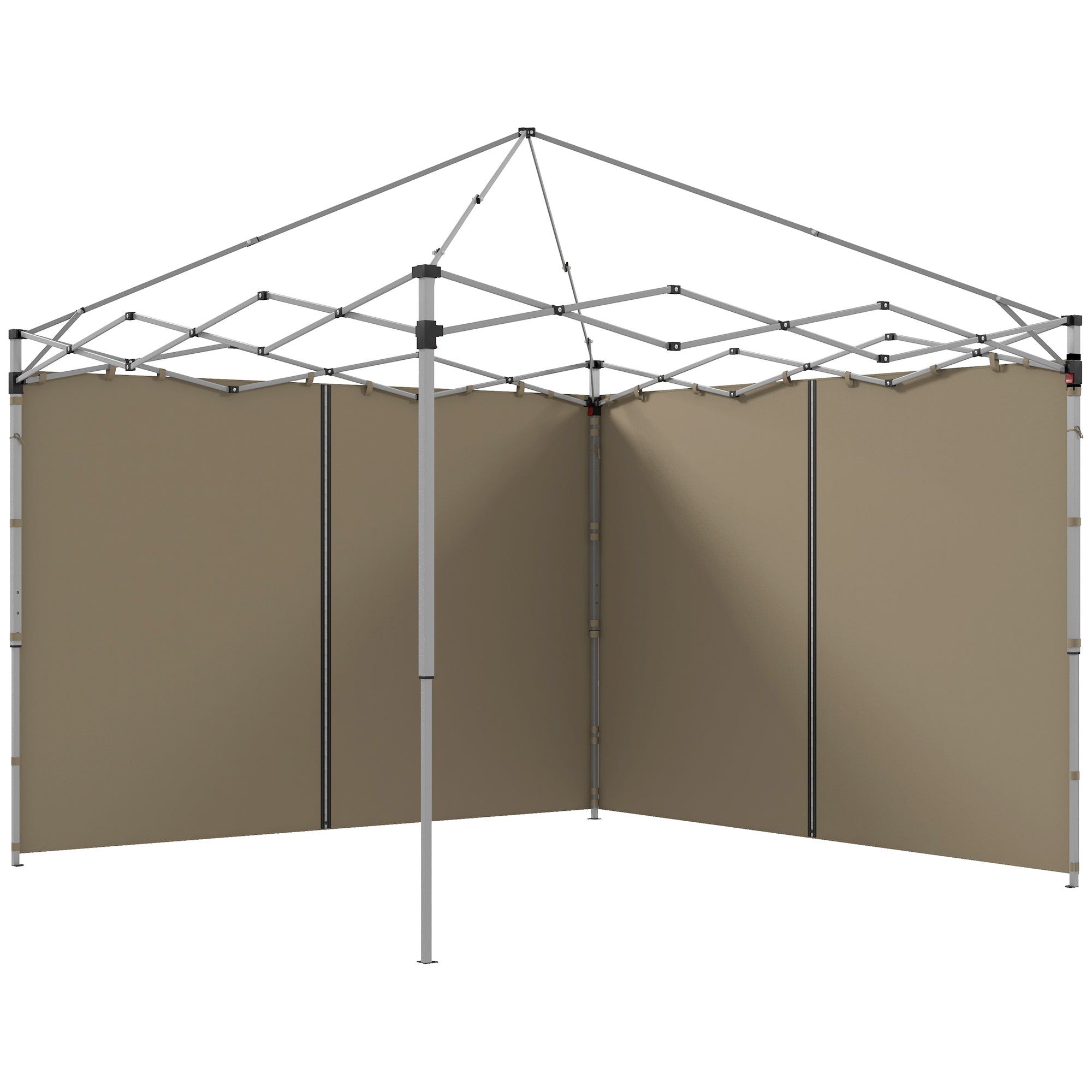 Outsunny Gazebo Side Panels, 2 Pack with Zipped Doors, Replacement for 3x3m or 3x6m Pop Up Gazebos, Beige