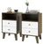 HOMCOM Industrial-Scandinavian Mix Bedside Table, with Drawers and Shelf