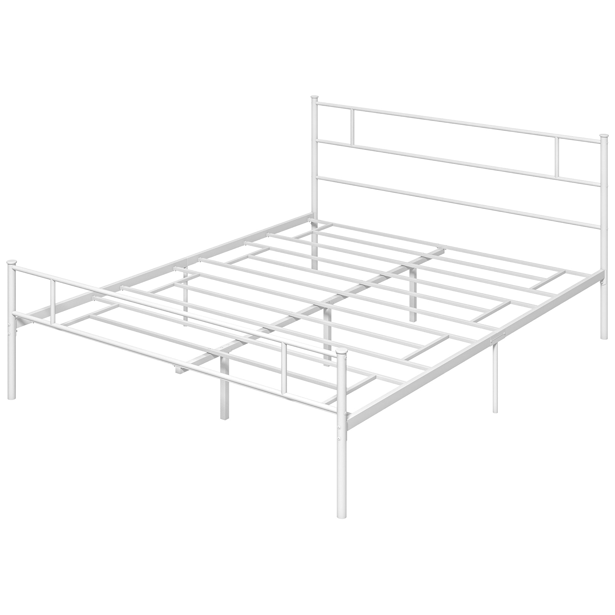 HOMCOM King Size Metal Bed Frame with Headboard, Footboard, Metal Slat Support, and 31cm Underbed Storage, Grey