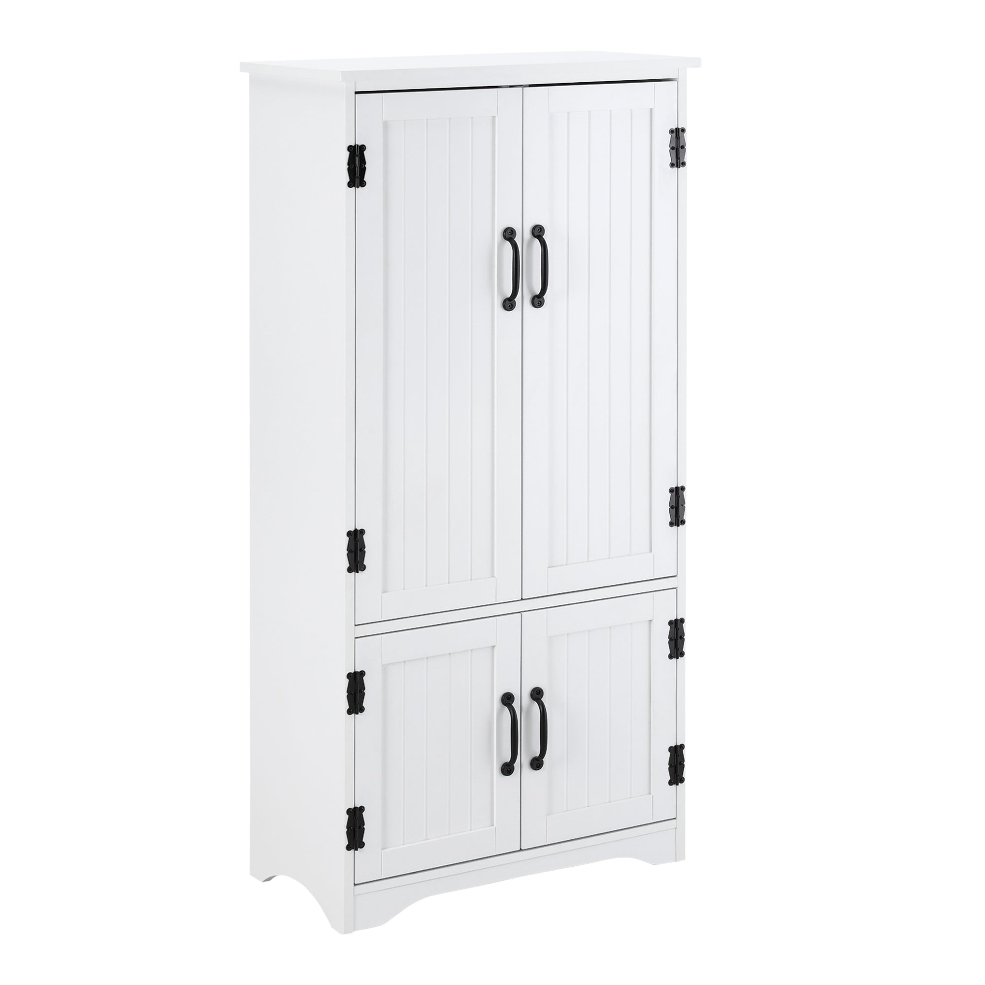 HOMCOM Accent Floor Storage Cabinet Kitchen Pantry with Adjustable Shelves and 2 Lower Doors, White