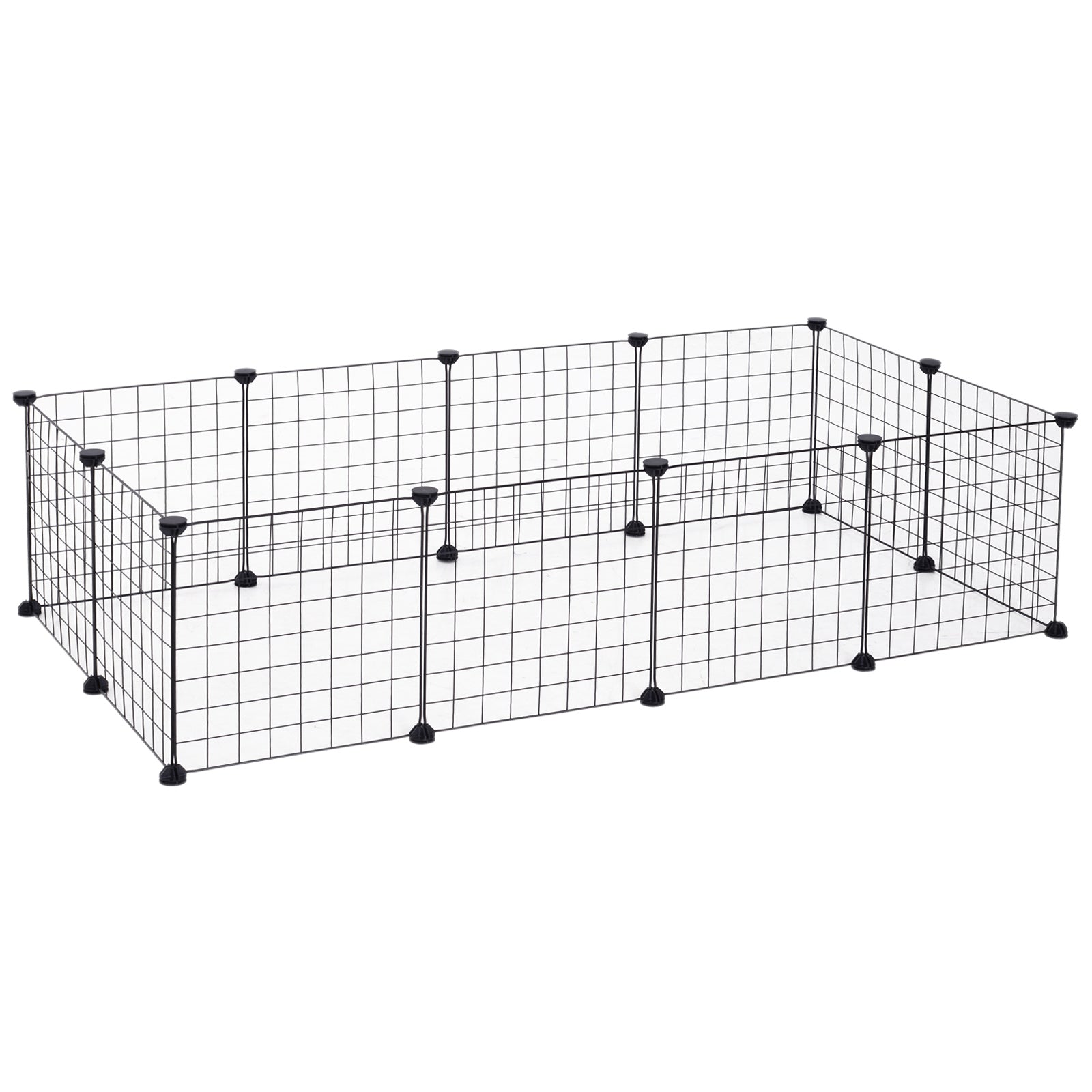 PawHut Modular Pet Enclosure: Secure & Spacious Metal Playpen for Furry Friends, Black, 106Lx73Wx36H cm