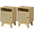 HOMCOM Bedside Cabinets: Rattan-Infused Duo with Shelving & Storage, Natural Charm