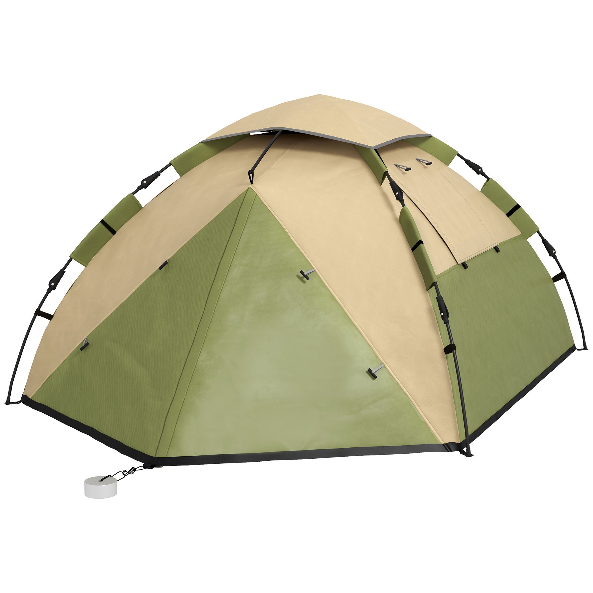 Outsunny Family Camping Tent: Portable 3-4 Person Shelter, 2000mm Waterproof with Carry Bag, Dark Green