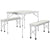 Outsunny Picnic Table Set, Foldable Camping Aluminium Table with 2 Benches, Lightweight for Garden, Party, BBQ, Silver