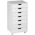 Vinsetto Vertical Filing Cabinet, 7-drawer File Cabinet, Mobile Office Cabinet on Wheels for Study, Home Office, White