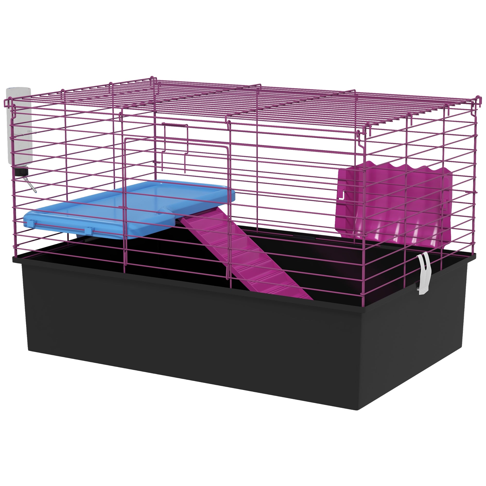 PawHut Chinchillas Small Rabbit Guinea Pig Small Animal Cage Pet Playhouse with Platform Ramp, 71 x 46 x 47 cm