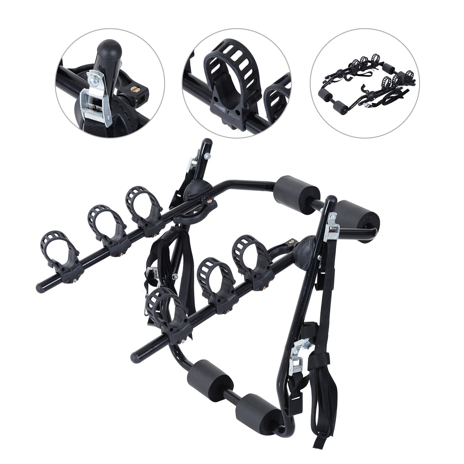 Outsunny 3 Bicycles Car Carrier Rack-Black