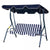 Outsunny Outdoor 3-Seater Swing Chair with Adjustable Canopy & Durable Metal Frame, Blue Stripes