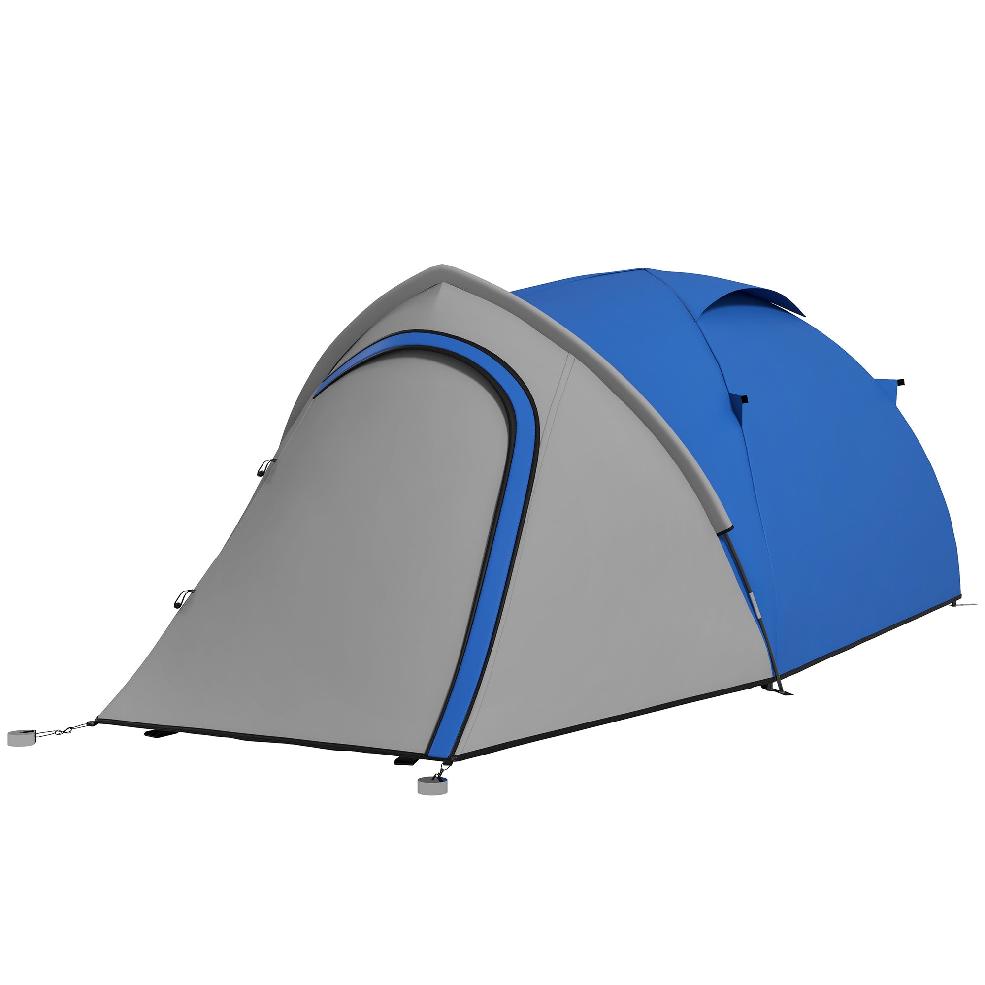 Outsunny Waterproof 2-Person Dome Camping Tent with Large Viewing Windows, Quick Setup, Blue and Grey