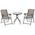 Outsunny 3 Piece Patio Furniture Garden Bistro Set Outdoor 2 Folding Chairs 1 Tempered Glass Table  Adjustable Backrest Metal - Brown