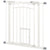 PawHut Safety Pet Gate, Pressure Fit Stair Gate with Cat Door, Auto Close, Double Lock, 74-80cm, White