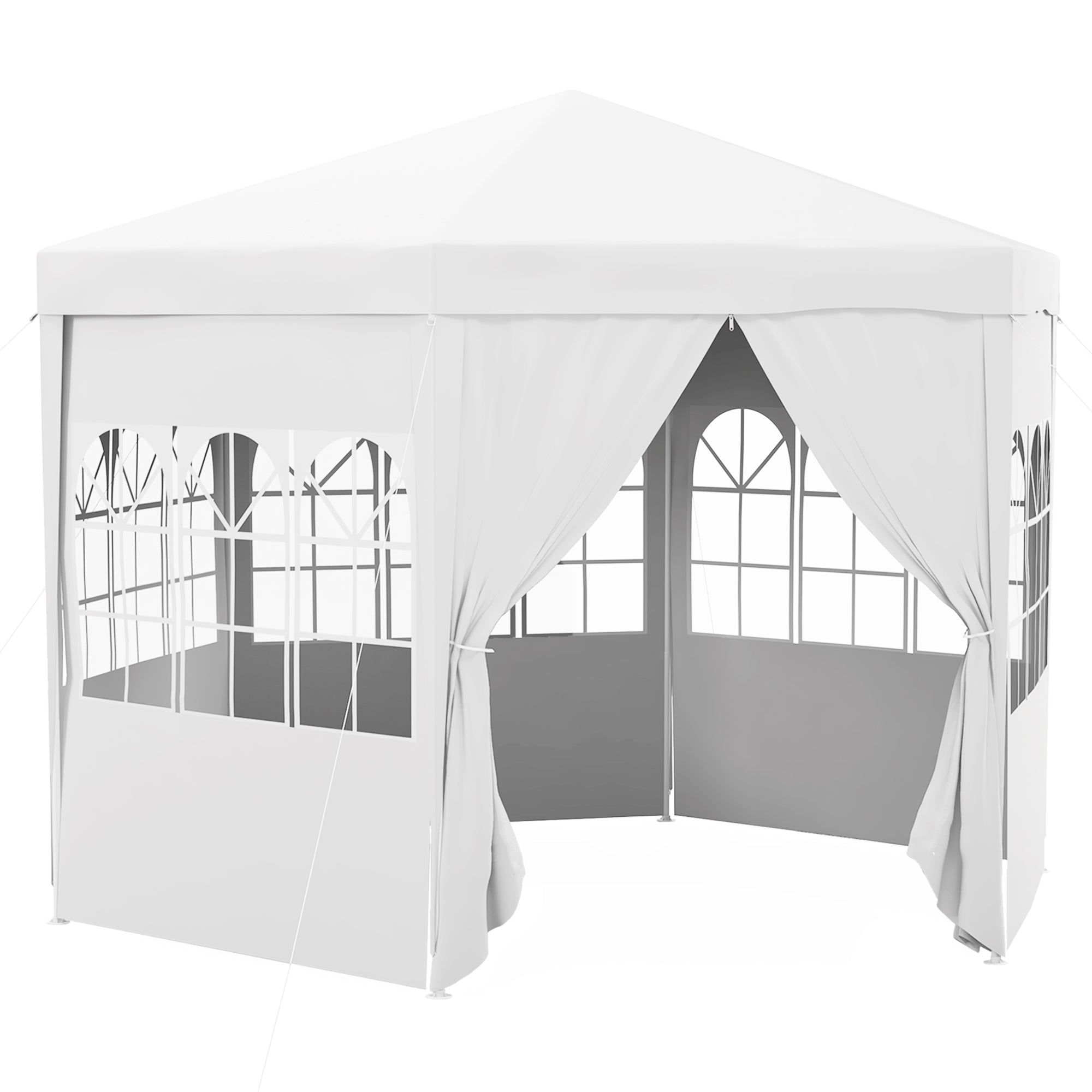 Outsunny 3.4m Gazebo Canopy Party Tent with 6 Removable Side Walls for Outdoor Event with Windows and Doors, White