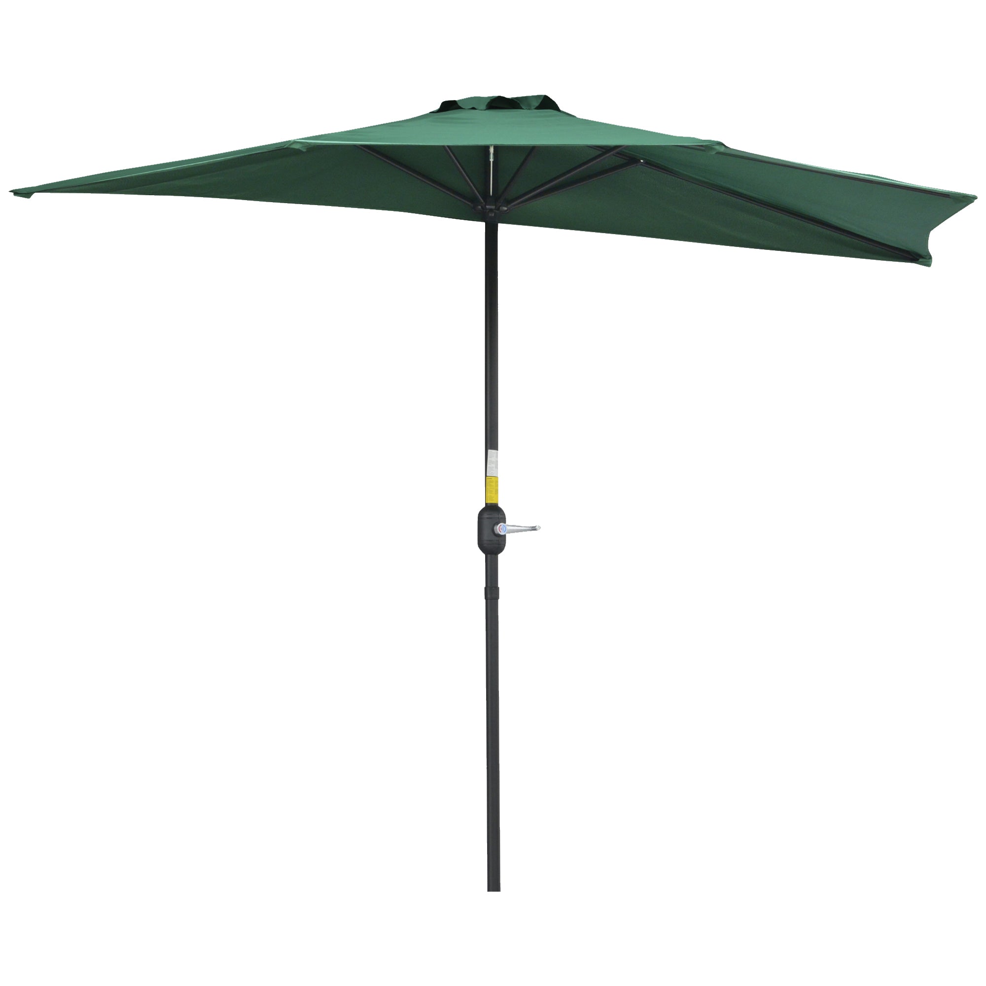 Outsunny 2.7m Balcony Half Parasol 5 Steel Ribs Construction Garden Outdoor Umbrella Green