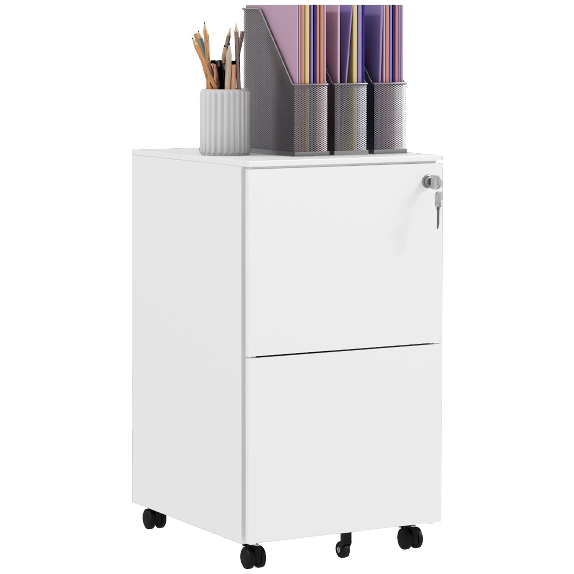 Vinsetto Lockable File Cabinet: Mobile Steel Storage for A4/Legal/Letter Documents, White