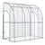 Outsunny Outdoor Walk-In Lean to Wall Tunnel Greenhouse with Zippered Roll Up Door PVC Cover Sloping Top, Clear, Green 214cm x 118cm x 212cm