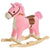 HOMCOM Kids Ride On Plush Rocking Horse w/ Sound Pink