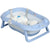 ZONEKIZ Foldable Baby Bath Tub, Bath Tub with Non-Slip Support, Cushion Pad, Drain Plugs, Shower Head Holder, for Newborn to 6 Years - Blue