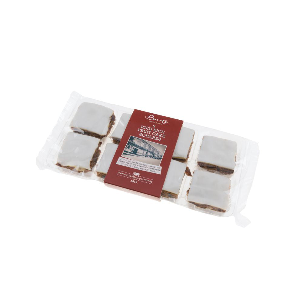 Burt's 8 Iced Rich Fruit Cake Squares (280g)