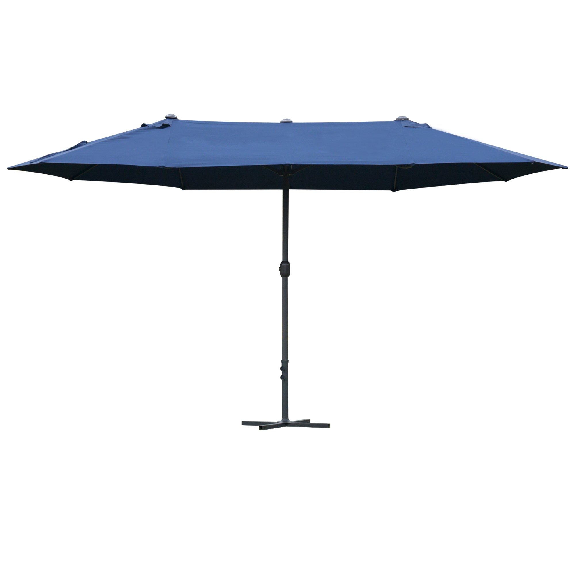 Outsunny 4.6m Garden Parasol Double-Sided Sun Umbrella Patio Market Shelter Canopy Shade Outdoor with Cross Base – Blue