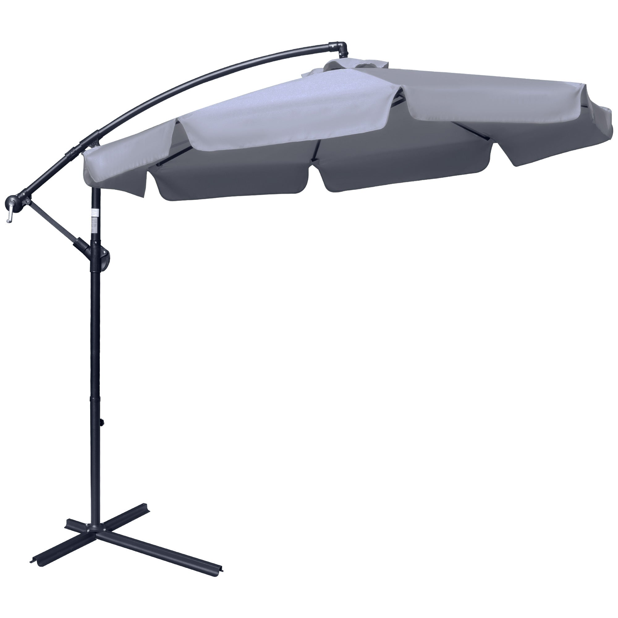 Outsunny Cantilever Umbrella: Elegant Banana Parasol with Crank Handle, Cross Base for Outdoor Shade, Dark Grey