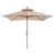 Outsunny Beige Parasol Patio 3x3M Double Tier Garden Sun Umbrella Sunshade Outdoor Wood Wooden Canopy Tier