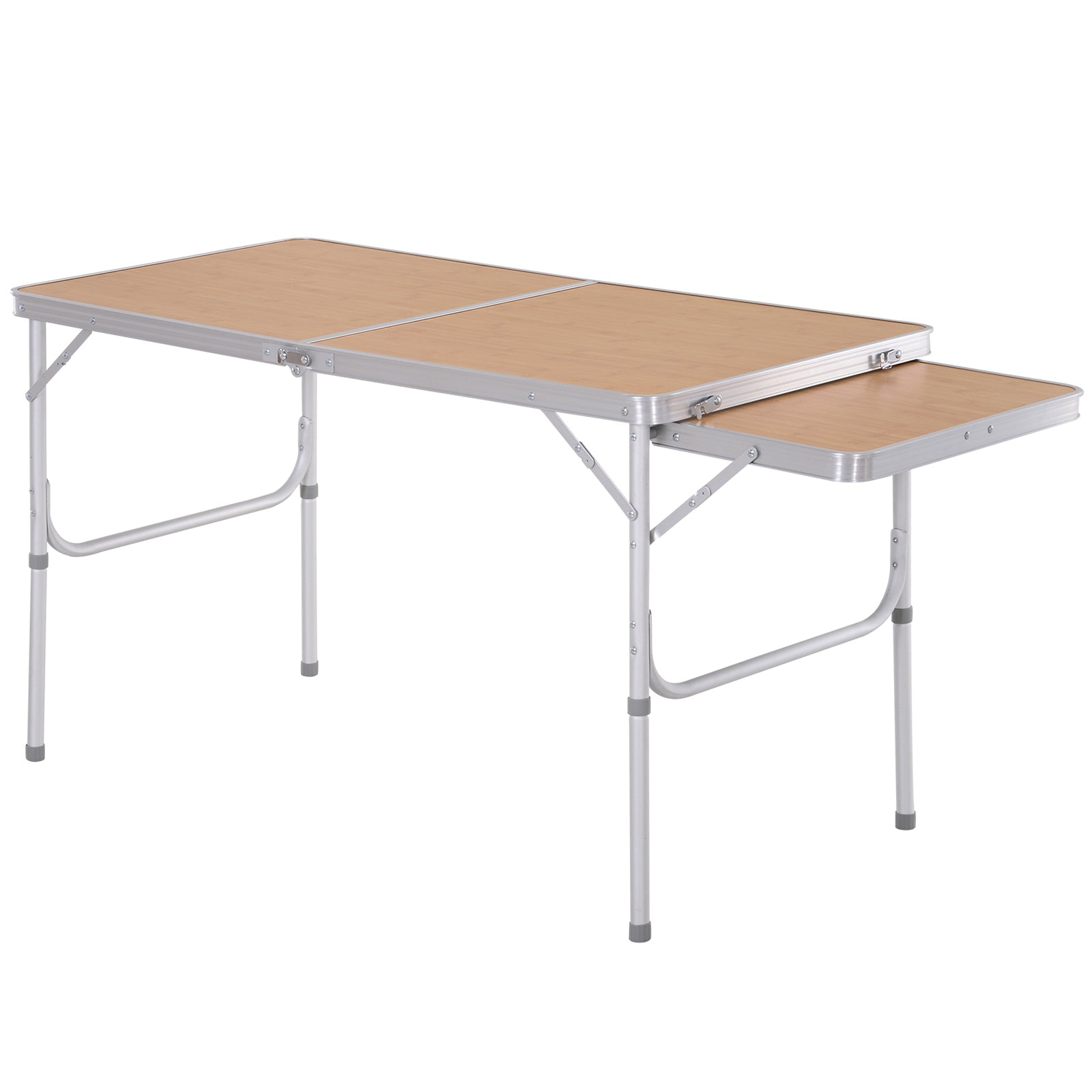 Outsunny Portable Table, 4ft Folding, Aluminium with MDF Top, Lightweight, Silver