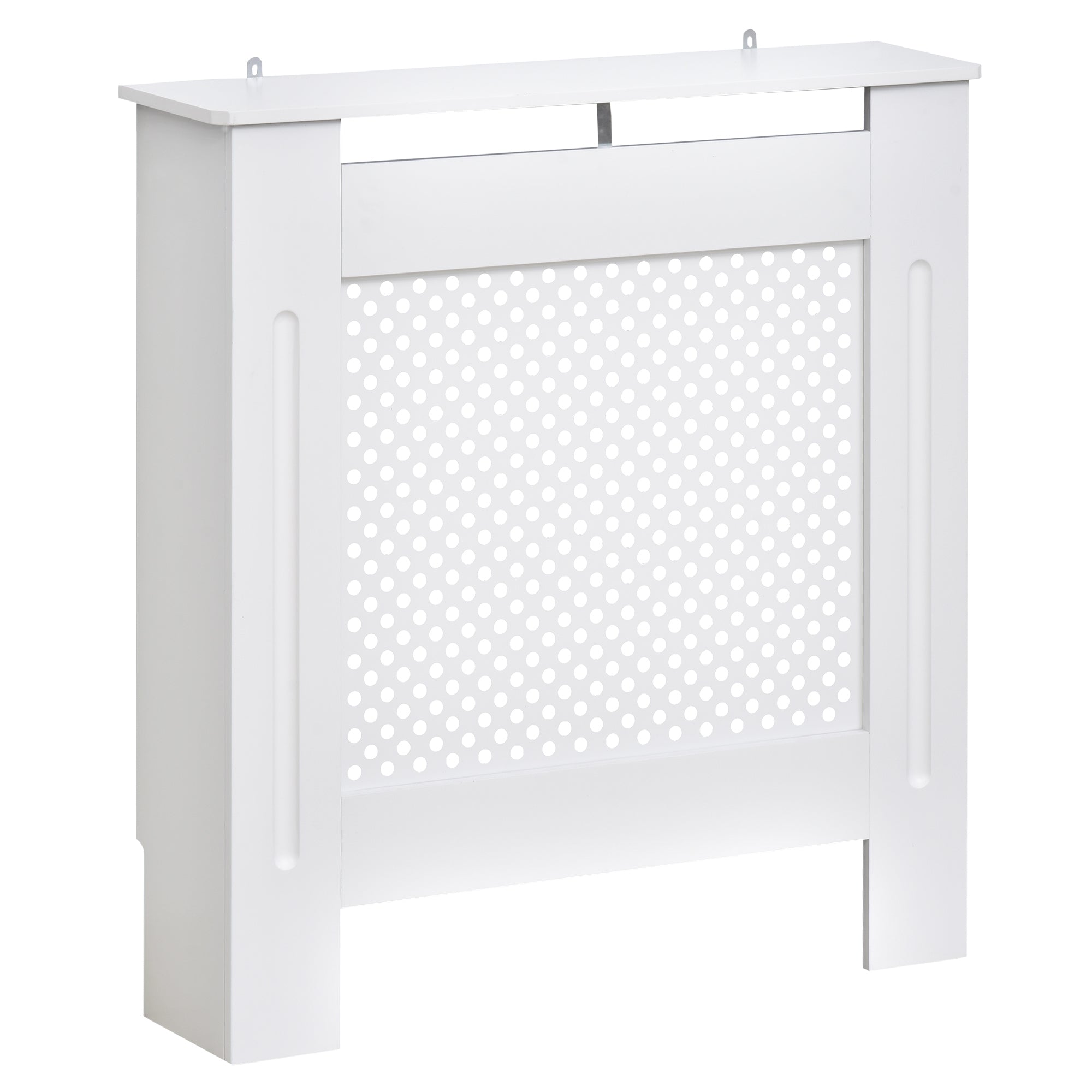 HOMCOM Modern Radiator Cover, Wooden Heating Cabinet, Grill Style Diamond Design, Painted White, Small