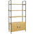 HOMCOM Industrial Bookshelf 4-Tier Shelving with Double Door Cabinet and Metal Frame for Living Room, Bedroom, Oak Tone