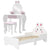 ZONEKIZ Kids Bedroom Furniture Set, Wooden with Dressing Table, Stool, Bed, Bunny-Design, for 3-6 Years