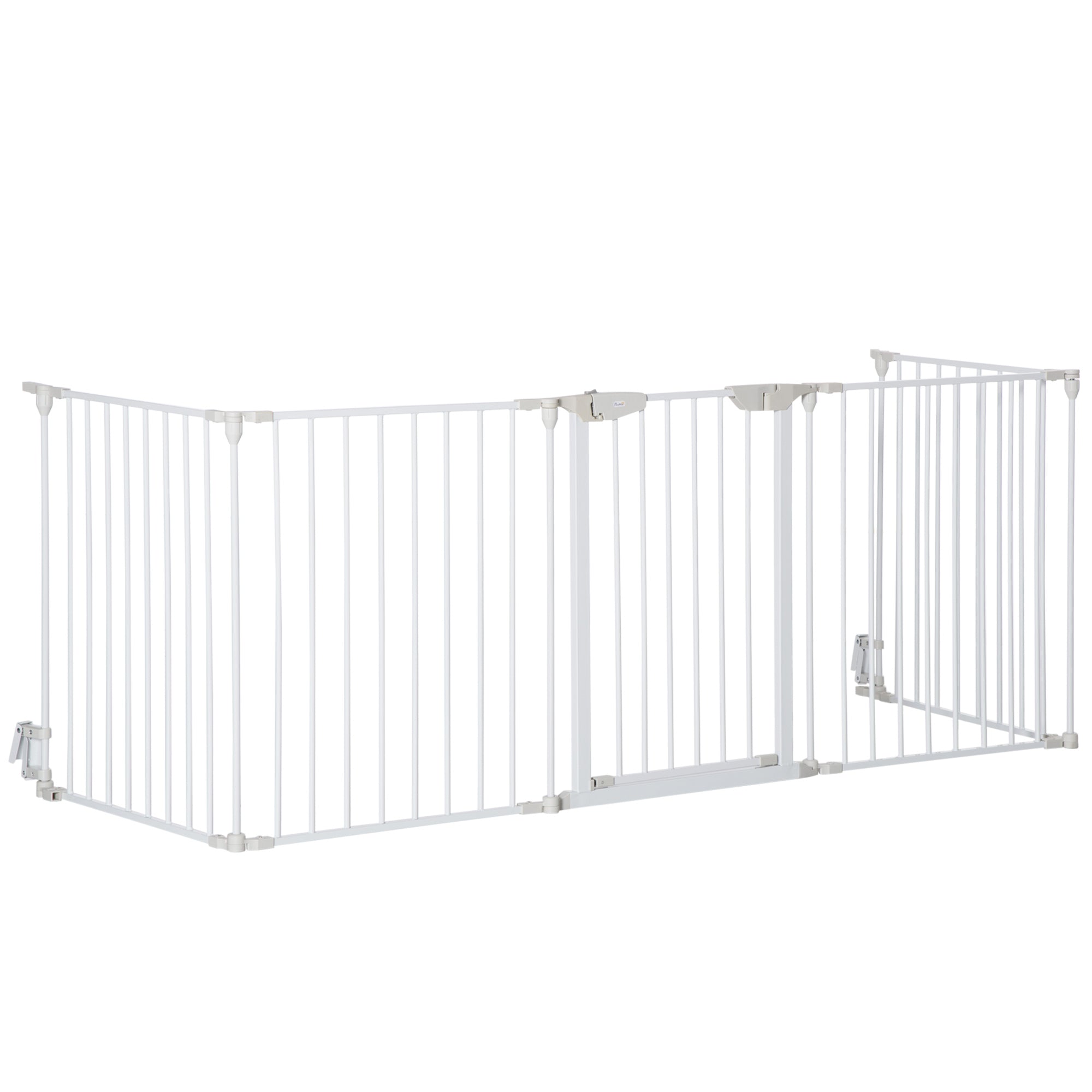 PawHut Pet Safety Gate, 5-Panel Metal Playpen, Fireplace, Christmas Tree Fence, Stair Barrier, Room Divider, Door, Lock