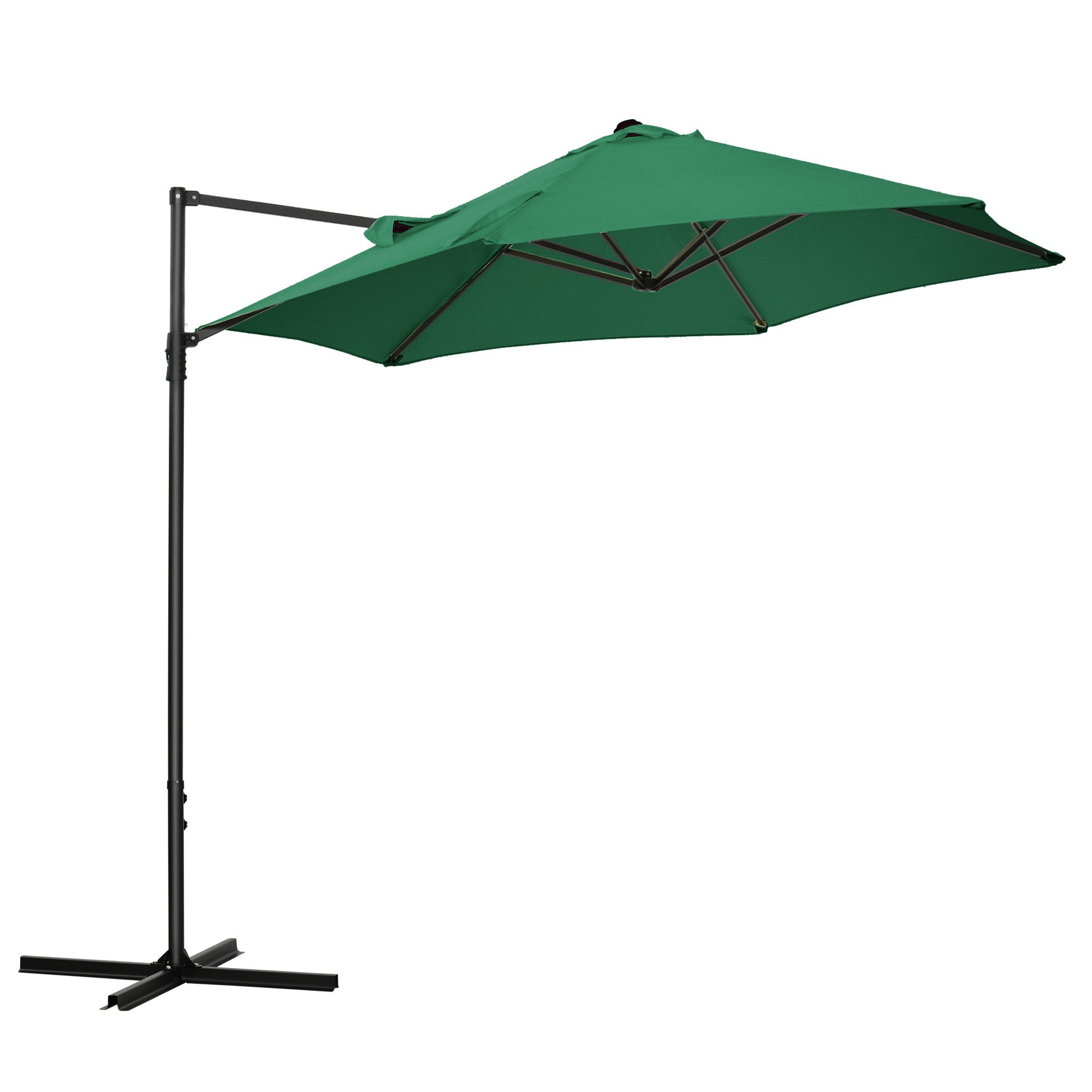 Outsunny Offset Roma Patio Umbrella: 2.5m Square Canopy with 360° Rotation, Green