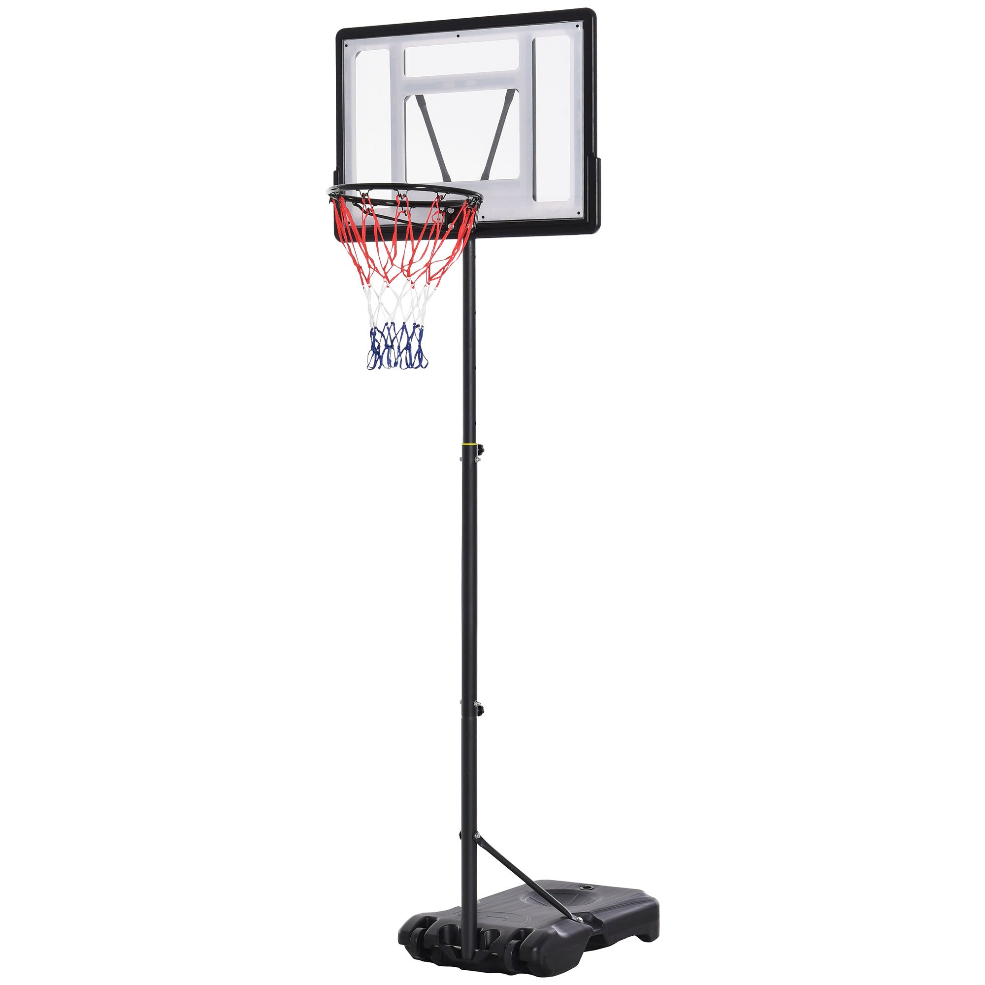 HOMCOM Height Adjustable Basketball Hoop and Stand, Free Standing Portable Basketball Hoop System with Fillable Base and Wheels, for Teens Junior Adults, 1.55-2.1m