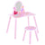 HOMCOM Kids Dressing Table Girls Pink Wooden Kids Dressing Table & Stool Make Up Desk Chair Toys Fairy Dresser Play Set w/Mirror