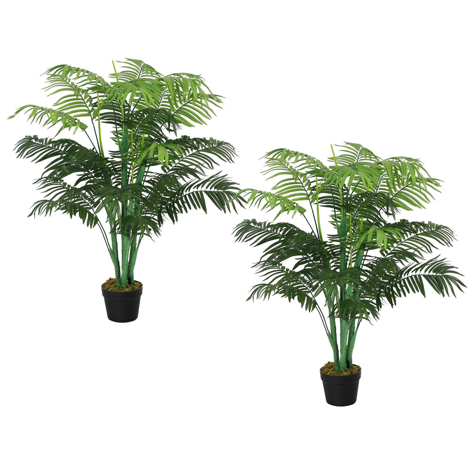 Outsunny Artificial Palm Tree in Pot, 2 Pack Fake Plants, Home Indoor Outdoor Decor, 125cm, Green