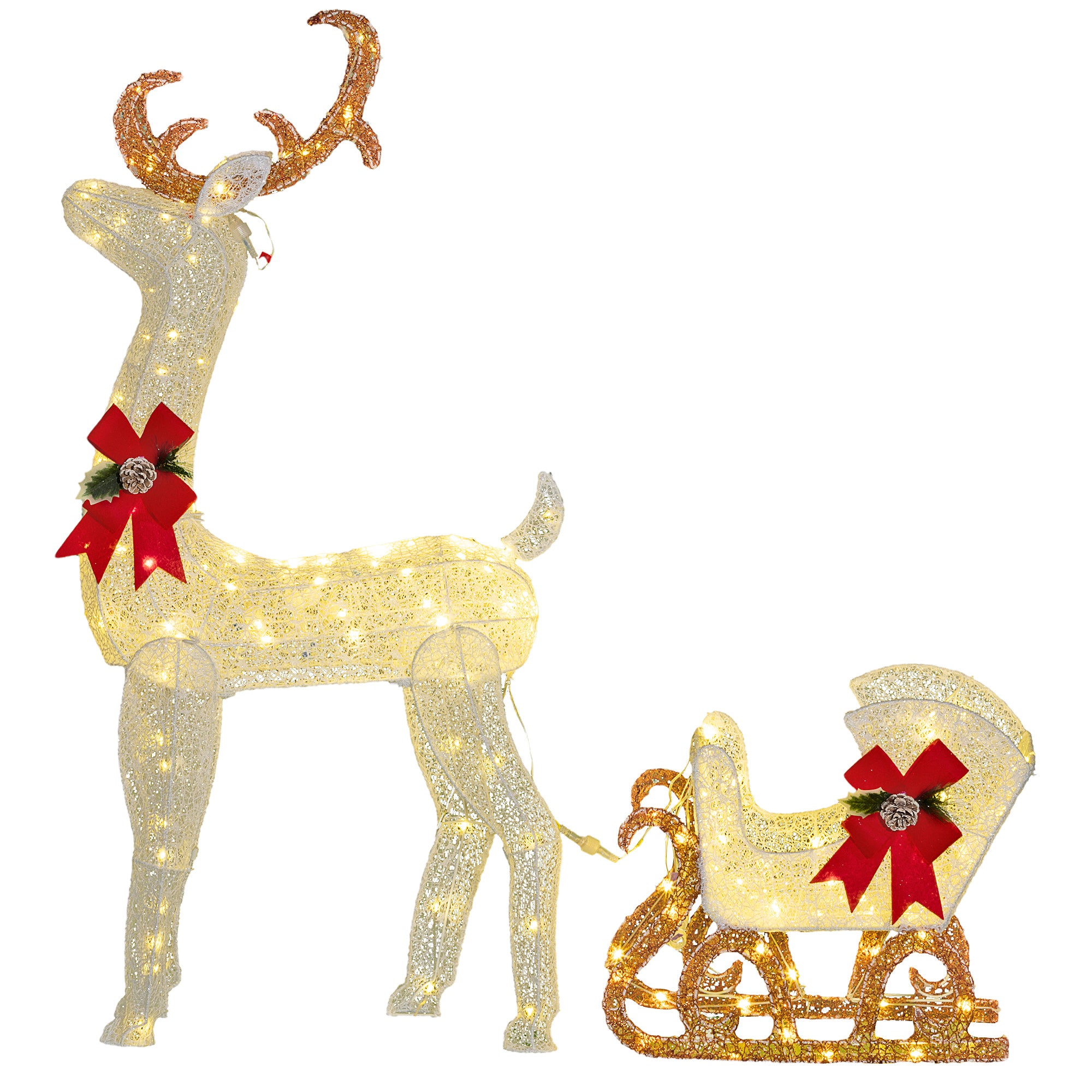 Outsunny 170 LED Light Reindeer and Sleigh Christmas Decoration | Aosom UK