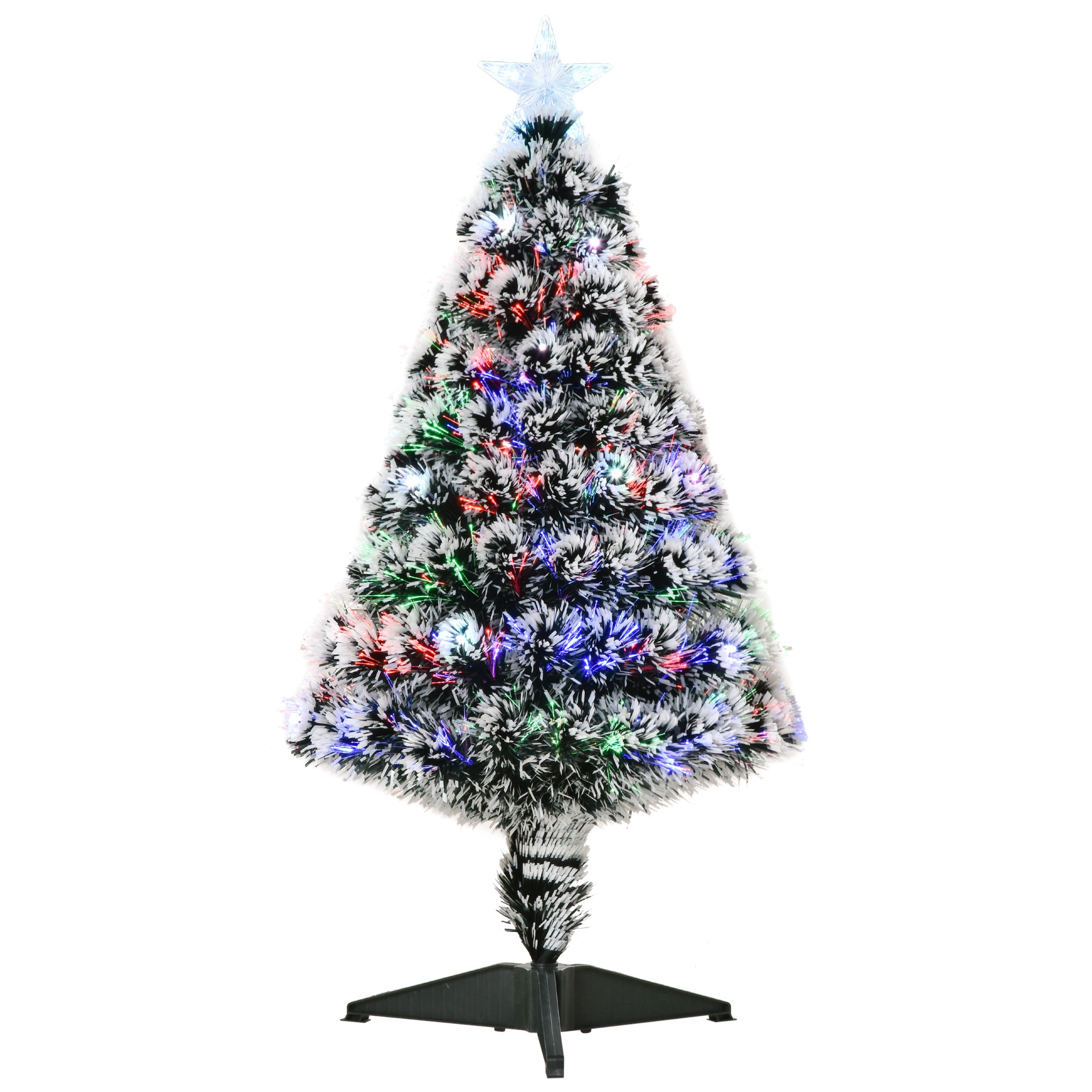 HOMCOM 3ft 90cm Green/White Artificial Christmas Tree W/ Prelit LED