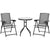 Outsunny 3 Piece Patio Furniture Bistro Set 2 Folding Chairs 1 Tempered Glass Table  Adjustable Backrest - Grey