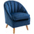 HOMCOM Accent Chair Velvet Fabric Single Sofa Armchair Home Living Room Solid Wood Leg Upholestered Side Armchair Blue