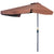 Outsunny 2.3m Patio Semi Round Half Parasol Umbrella with Metal Frame Crank Handle for Balcony- NO BASE INCLUDED, Brown