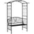 Outsunny Garden Metal Arch Arbour with Bench Love Seat Chair Outdoor Patio Rose Trellis Pergola Climbing Plant Archway Tubular - 154L x 60W x 205Hcm