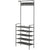 HOMCOM Coat Stand, Industrial Coat Rack w/ Shoe Storage, Free Standing Hall Tree w/ 5 Hooks, 5 Shelves, Steel Frame for Hallway, Grey Marbled