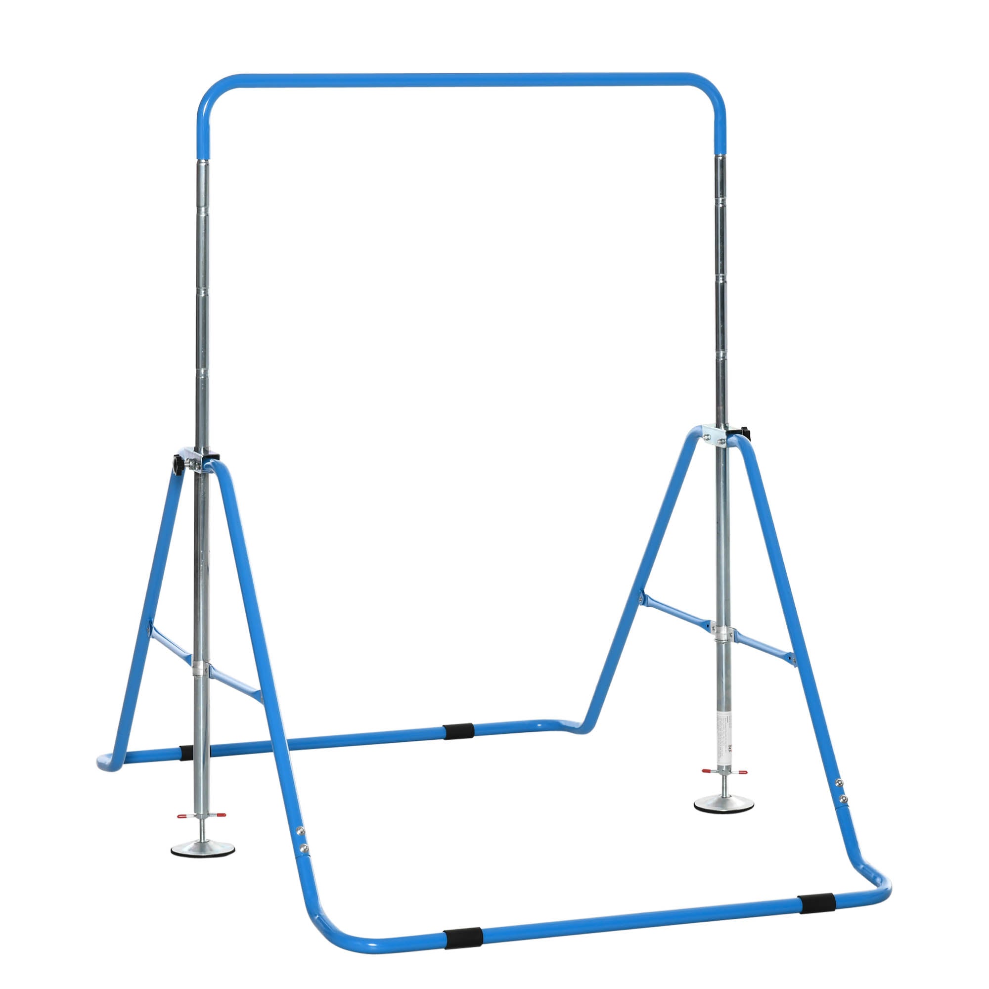 HOMCOM Gymnastics Bar for Kids, Folding Horizontal Bars with Adjustable Height, Training Bar with Triangle Base, Blue