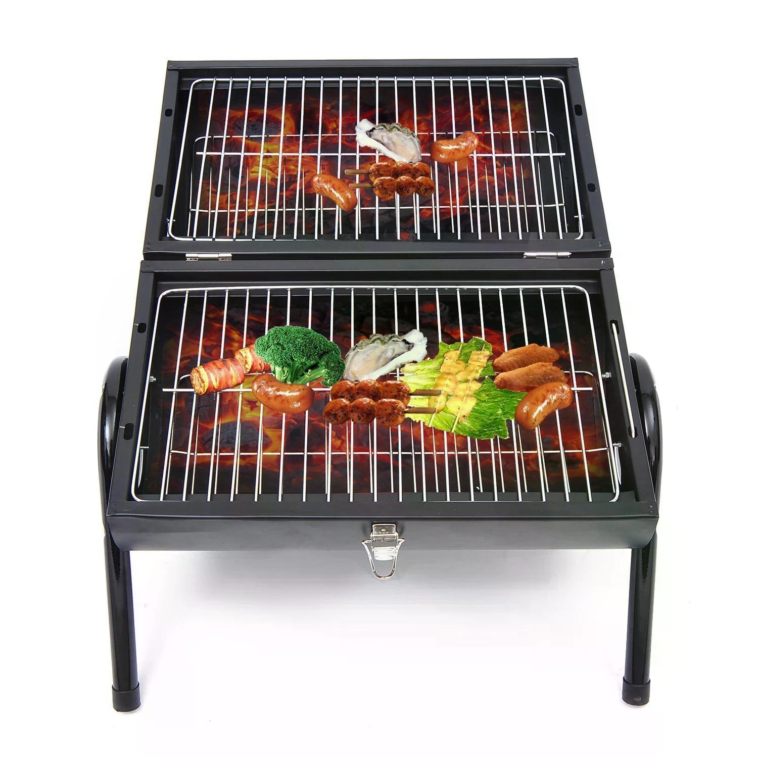 Outsunny Charcoal Grill Portable Folding Charcoal BBQ Grill Outdoor Tabletop Barbecue Grill